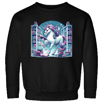 Discover Unicorn Librarian in Enchanted Library Sweatshirts