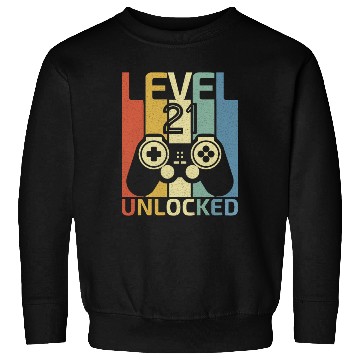 Discover Level 21 Unlocked Funny Video Gamer 21st Birthday Sweatshirts