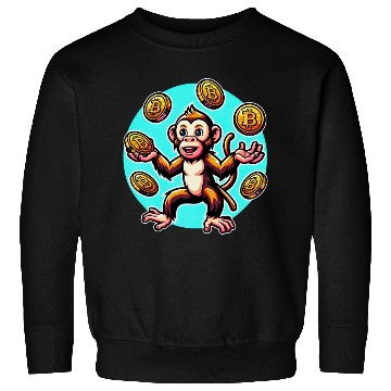 Discover Bitcoin Juggling Monkey - Digital Art Sweatshirts