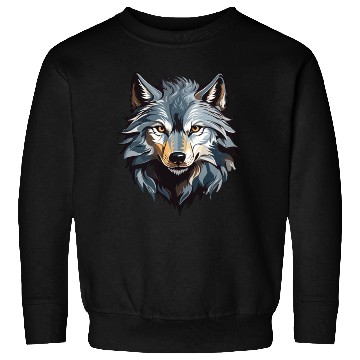 Discover Majestic Wolf Face Illustration Sweatshirts