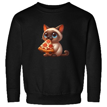 Discover Siamese cat enjoying pizza Sweatshirts