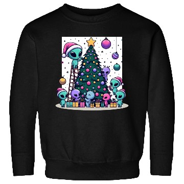 Discover Aliens decorate Christmas tree Sweatshirts