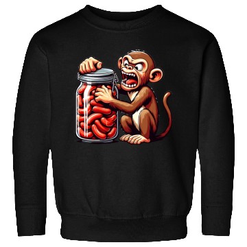 Discover Frustrated monkey with sausage jar Sweatshirts