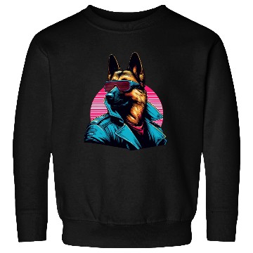 Discover Funny trendy german shepherd cyber retro portrait Sweatshirts