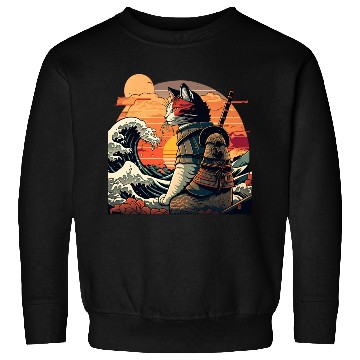 Discover Samurai Cat vs The Great Wave Sweatshirts