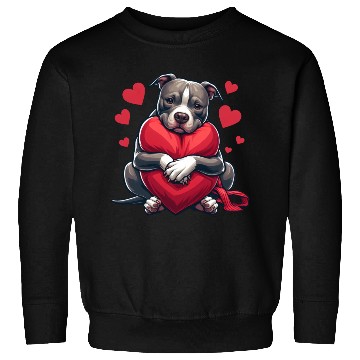 Discover Cute Pitbull Holding a Heart Cartoon Sweatshirts