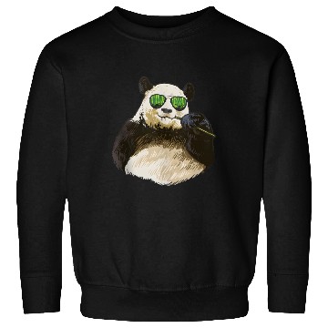 Discover Chilling Panda Eating Bamboo Bear Sweatshirts