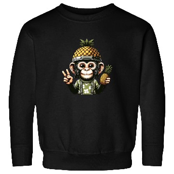 Discover Friendly monkey in pineapple helmet Sweatshirts
