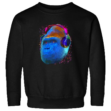Discover Gorilla with headphones low poly pop art Sweatshirts