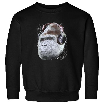 Discover Gorilla with headphones low poly pop art Sweatshirts