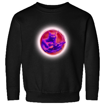 Discover Rock Cat Playing Guitar Sweatshirts under the red moon
