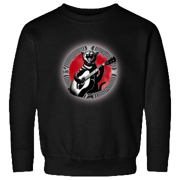 Discover Rock Cat Playing Guitar Sweatshirts under the red moon