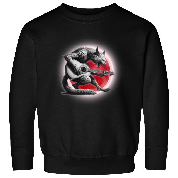 Discover Rock Cat Playing Guitar Sweatshirts under the red moon