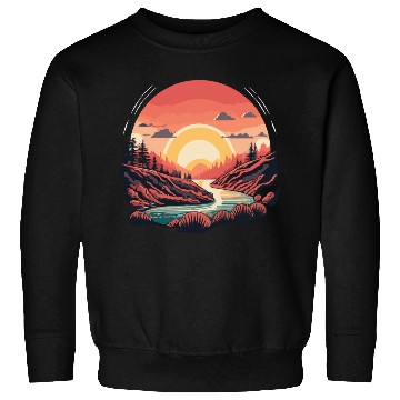 Discover Simple Sweatshirts design, sun shining over the river.