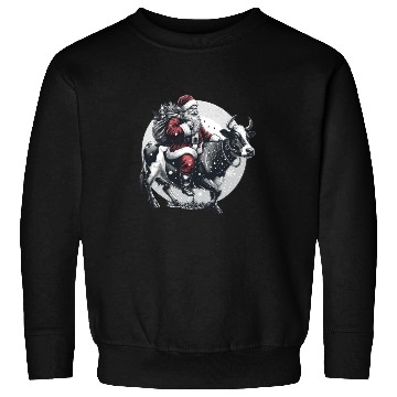 Discover Santa Claus on Cow for Christmas farm Sweatshirts