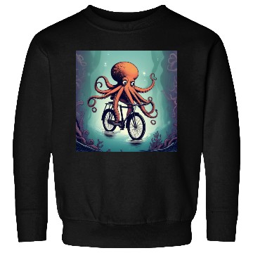 Discover A weird octopus riding a bicycle Sweatshirts