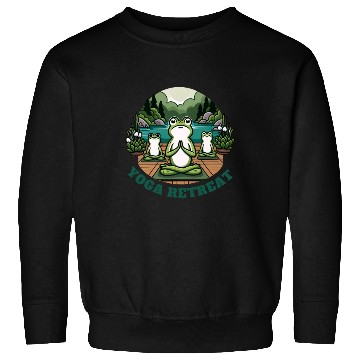 Discover Yoga Retreat: Serene Frog Meditation Sweatshirts