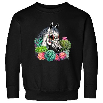 Discover Horse Succulent Sugar Skull Sweatshirts