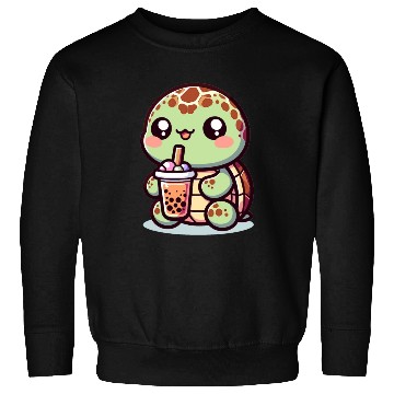 Discover Kawaii Turtle Bubble Tea Lover Cute Sea Turtle Sweatshirts