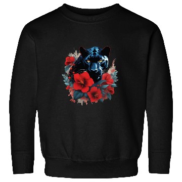 Discover Dynamic Panther Embraces Kindness in Floral Glory Sweatshirts