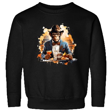 Discover Cool Business Monkey with Drink Chimpanzee Sweatshirts