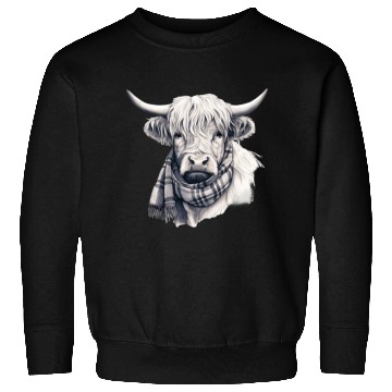 Discover Adorable Highland Cow Wearing a Scarf Sweatshirts