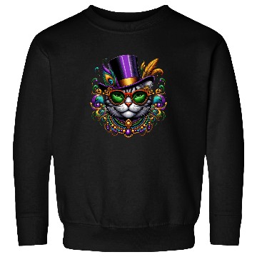 Discover Mardi Gras cat with hat and glasses Sweatshirts