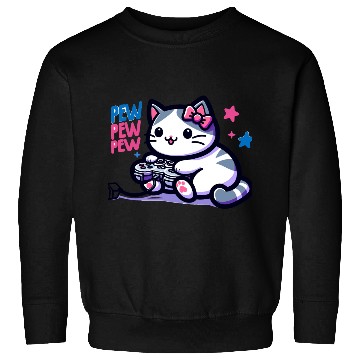 Discover Cat Play Console Game Pew Pew Pew Sweatshirts