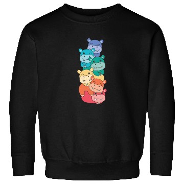 Discover Rainbow Flag Pride Lgbtq Cute Hippo Stack Sweatshirts