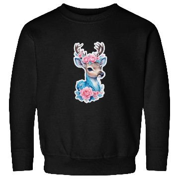 Discover cute deer blue blossom pink rose Sweatshirts