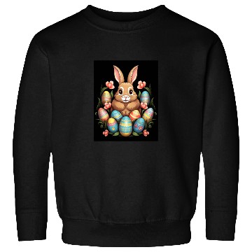 Discover Easter Bunny Rabbit Colorful Eggs Easter Egg Hunt Sweatshirts
