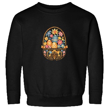 Discover Easter Day Easter Egg Basket Mandala Art Egg Hunt Sweatshirts