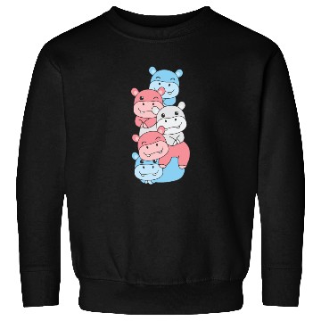 Discover Transgender Flag Pride Lgbtq Cute Hippo Stack Sweatshirts