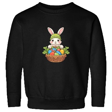 Discover Easter Bunny Rabbit Easter Day Egg Basket Sweatshirts