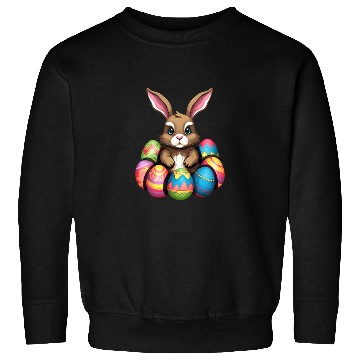 Discover Easter Bunny Rabbit Colorful Eggs Easter Egg Hunt Sweatshirts