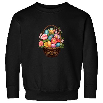 Discover Easter Day Easter Egg Basket Spring Flowers Sweatshirts