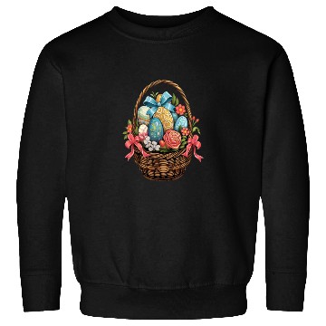 Discover Easter Day Easter Basket Colorful Eggs Flowers Sweatshirts