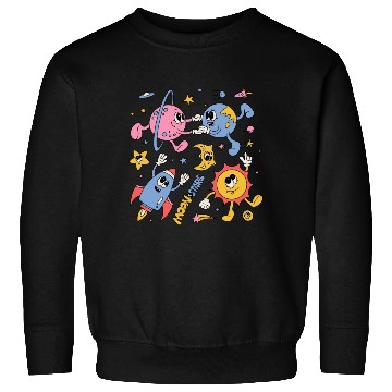 Discover Solar System Planets Moon Sun Saturn Cute Groovy Sweatshirts