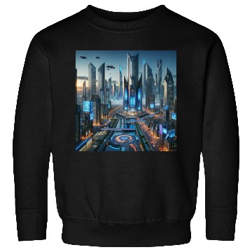 Discover Future Metropolis Neon Lights and Advanced Sweatshirts