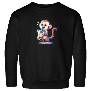 Discover Kawaii Bubble Tea Boba Cappuccino Monkey Sweatshirts