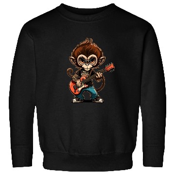 Discover Monkey Chimpanzee Playing Acousitc Rock Guitar Sweatshirts