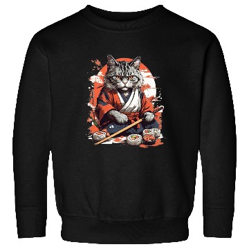 Discover Cat Samurai Sushi Sweatshirts