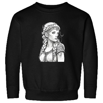 Discover Viking female hairstyles grayscale Sweatshirts