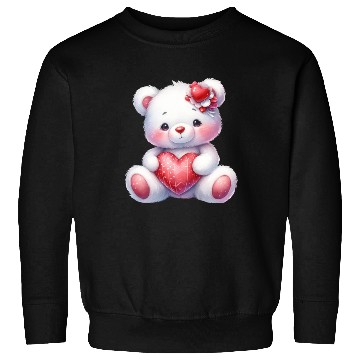 Discover White Teddy Bear Love Valentine's Day Red Heart Sweatshirts