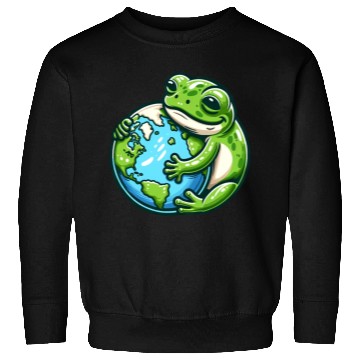 Discover Frog Embracing Earth: Earth Day Sweatshirts