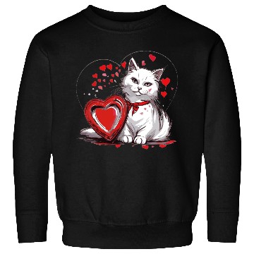 Discover Valentines Day White Cat With Red Heart Box Sweatshirts