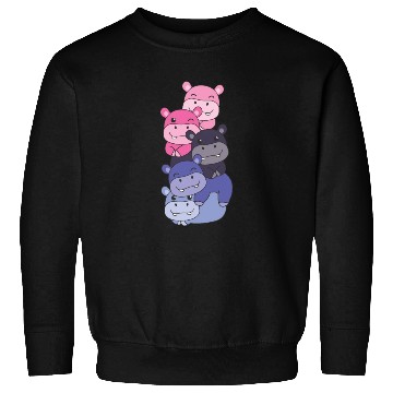 Discover Omnisexual Flag Pride Lgbtq Cute Hippo Stack Sweatshirts