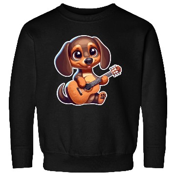 Discover Cute Dachshund playing Guitar Sweatshirts
