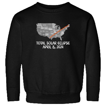 Discover Total Solar Eclipse April 8 2024 USA Map Totality Sweatshirts