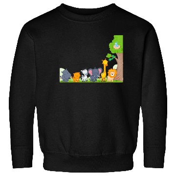 Discover Multi zoo animals lion giraf elephant Sweatshirts